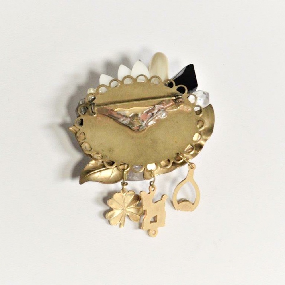 Vintage Artisan Amethyst Porcelain Flower Brooch - Picture 6 of 6